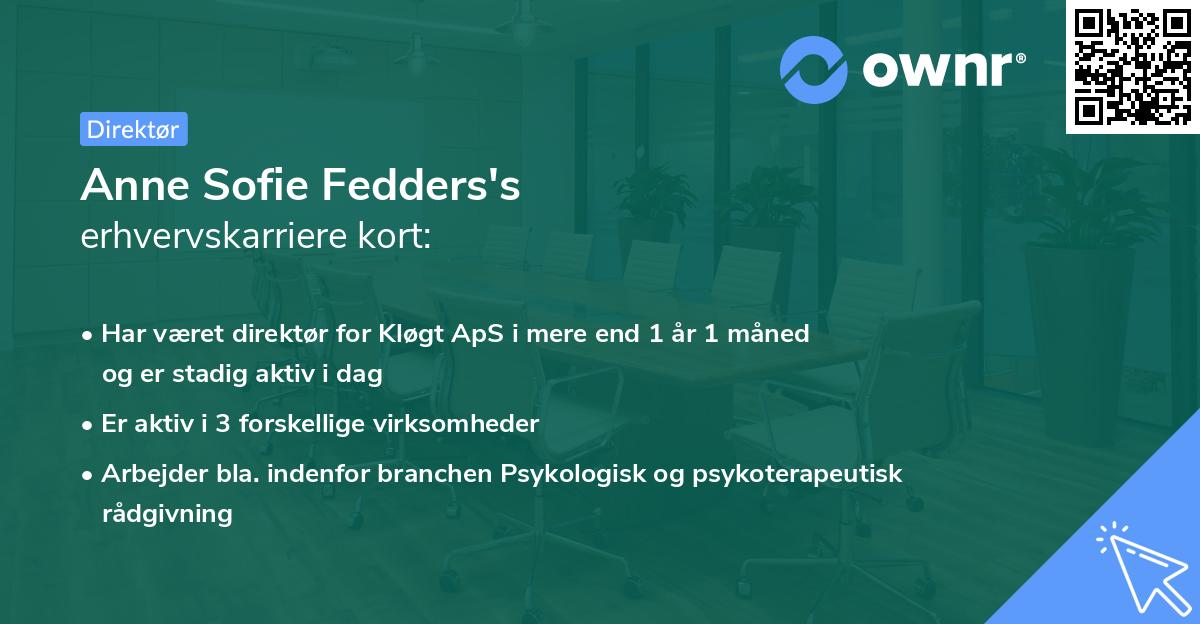 Anne Sofie Fedders's erhvervskarriere kort