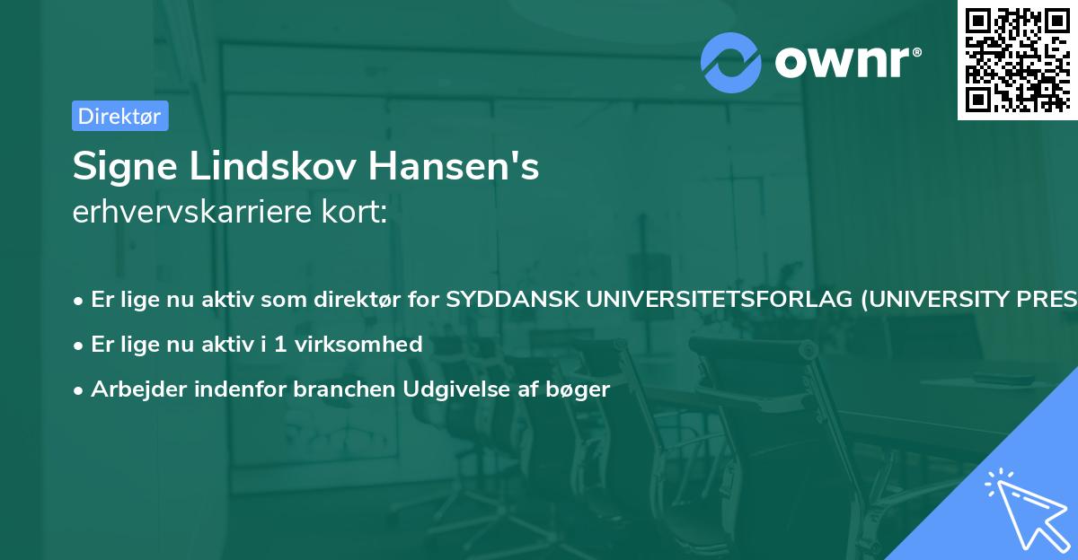 Signe Lindskov Hansen's erhvervskarriere kort