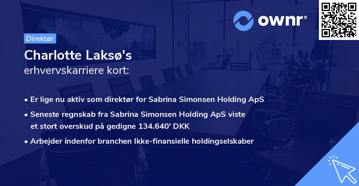 Charlotte Laksø's erhvervskarriere kort