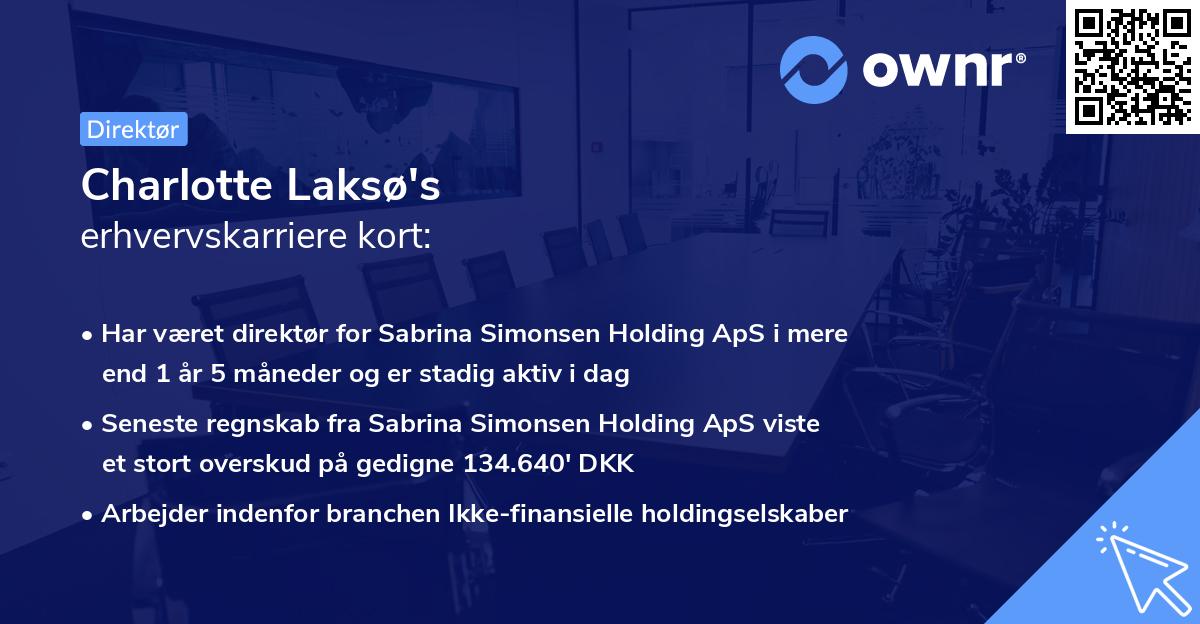 Charlotte Laksø's erhvervskarriere kort