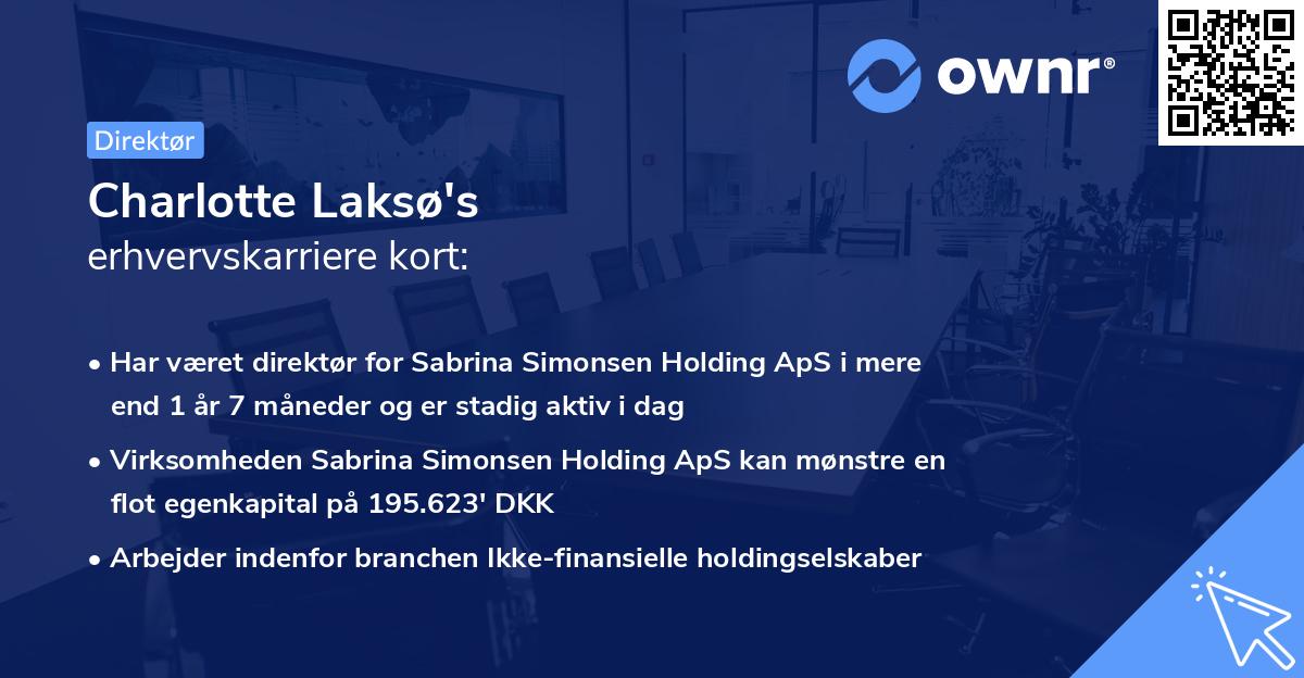 Charlotte Laksø's erhvervskarriere kort