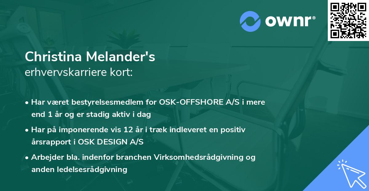Christina Melander's erhvervskarriere kort