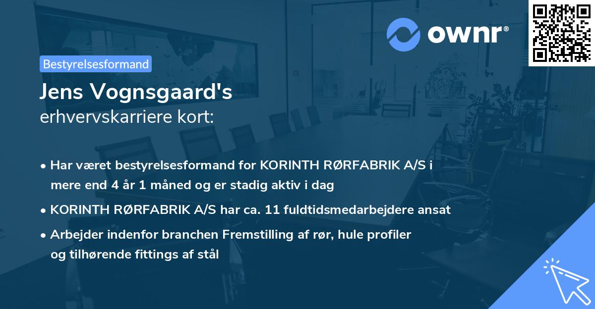 Jens Vognsgaard's erhvervskarriere kort