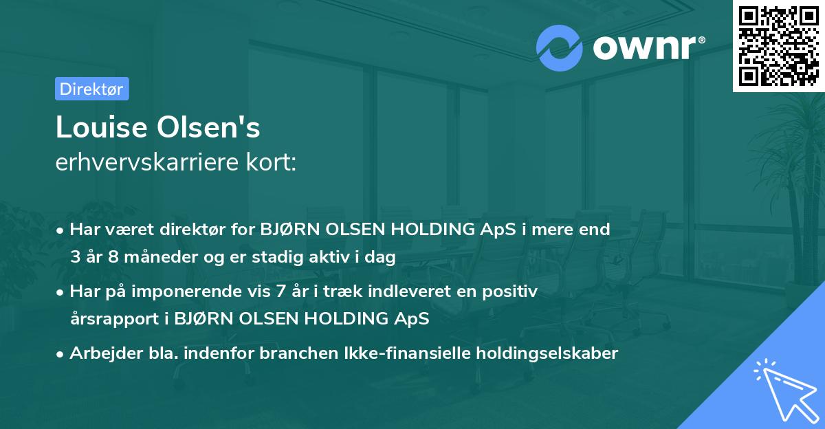 Louise Olsen's erhvervskarriere kort