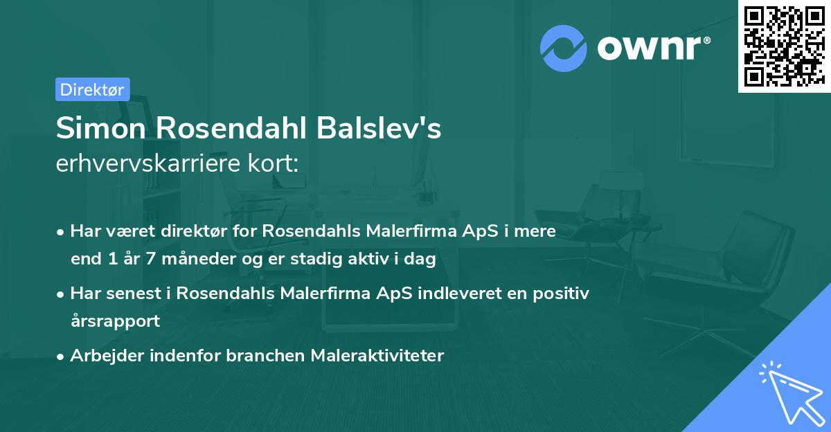 Simon Rosendahl Balslev's erhvervskarriere kort