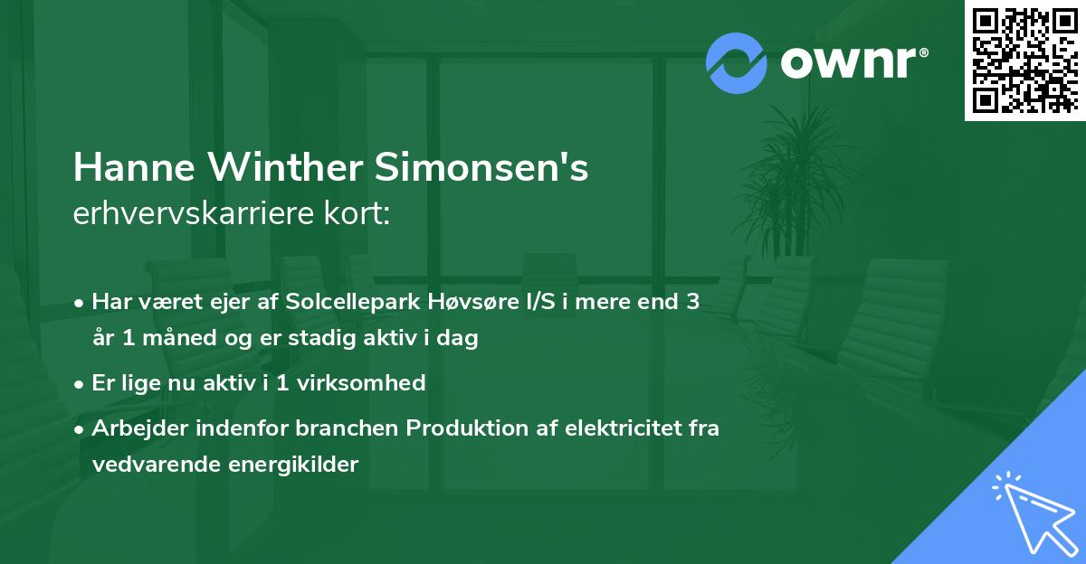 Hanne Winther Simonsen's erhvervskarriere kort