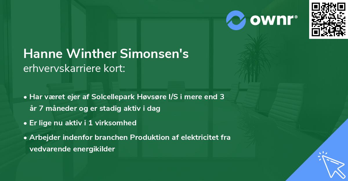 Hanne Winther Simonsen's erhvervskarriere kort