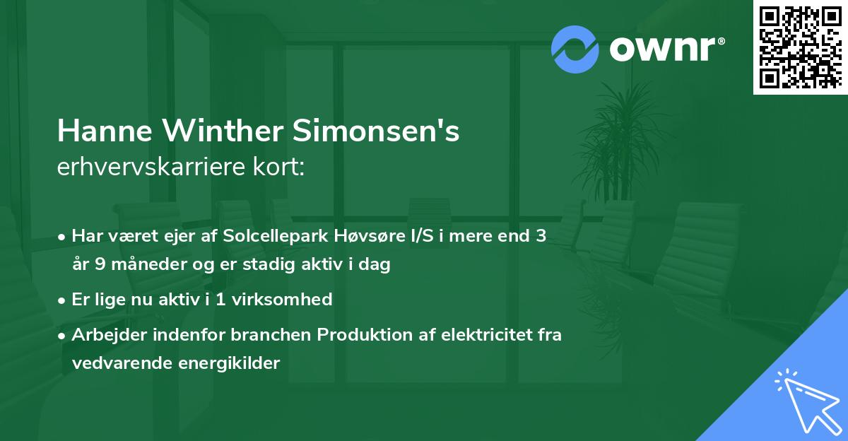 Hanne Winther Simonsen's erhvervskarriere kort