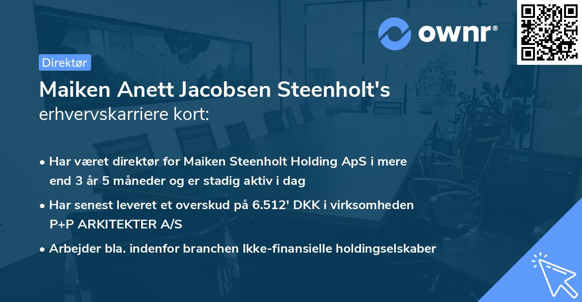 Maiken Anett Jacobsen Steenholt's erhvervskarriere kort