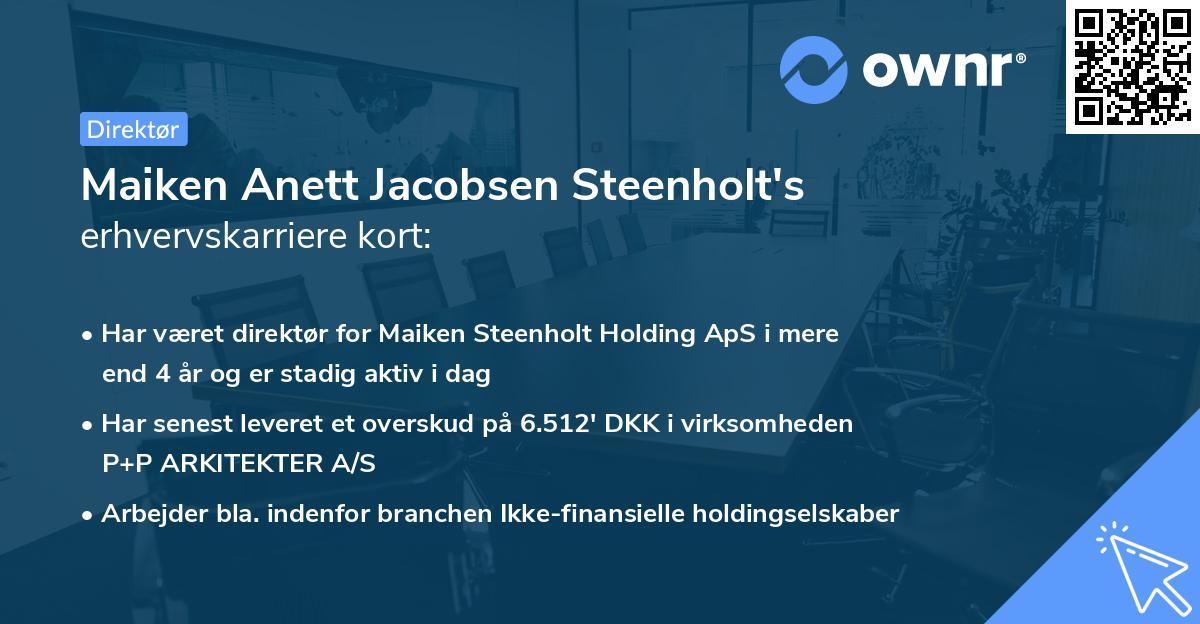 Maiken Anett Jacobsen Steenholt's erhvervskarriere kort