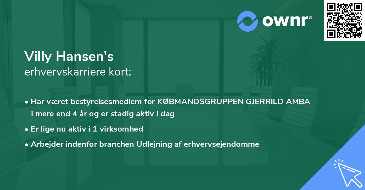 Villy Hansen's erhvervskarriere kort