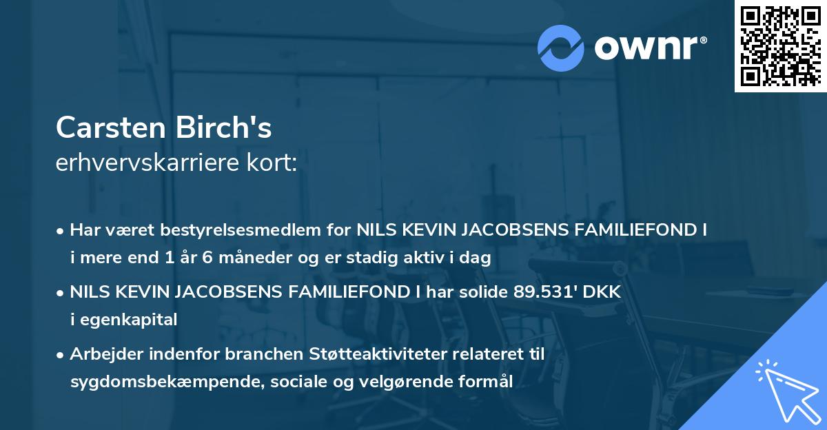 Carsten Birch's erhvervskarriere kort