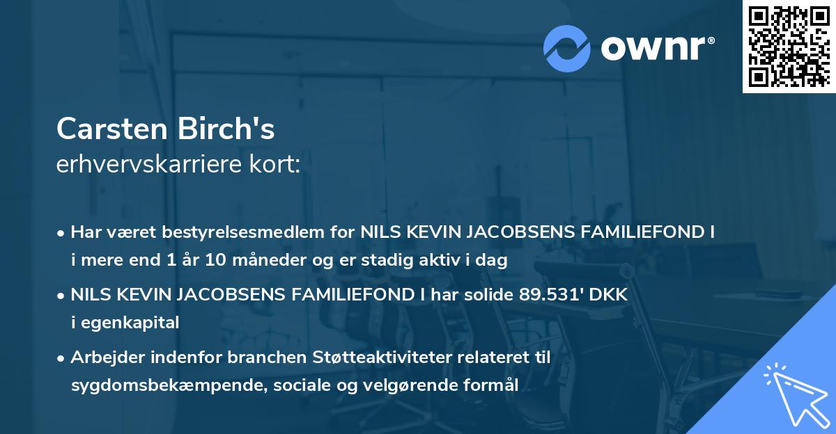 Carsten Birch's erhvervskarriere kort