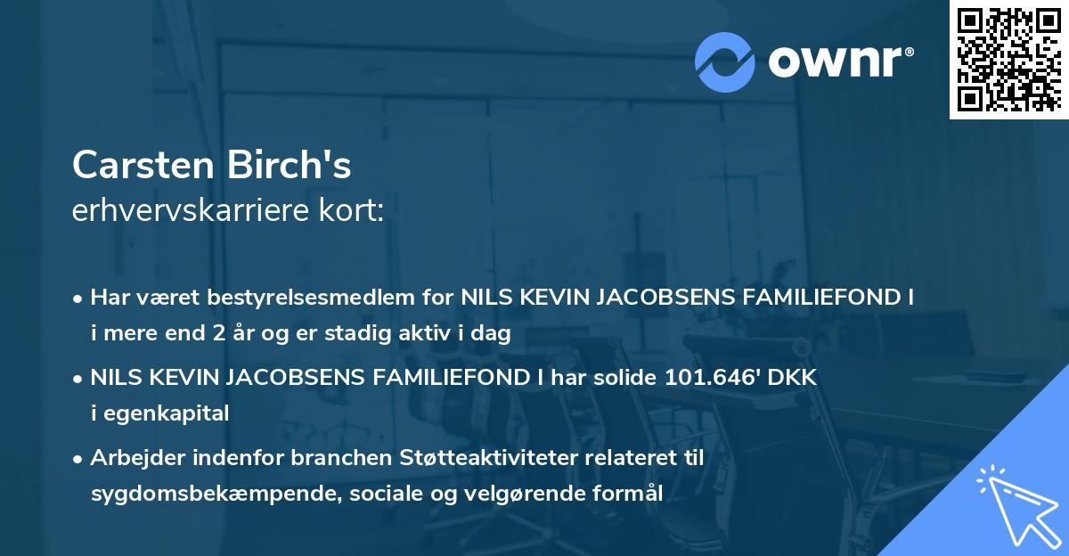 Carsten Birch's erhvervskarriere kort