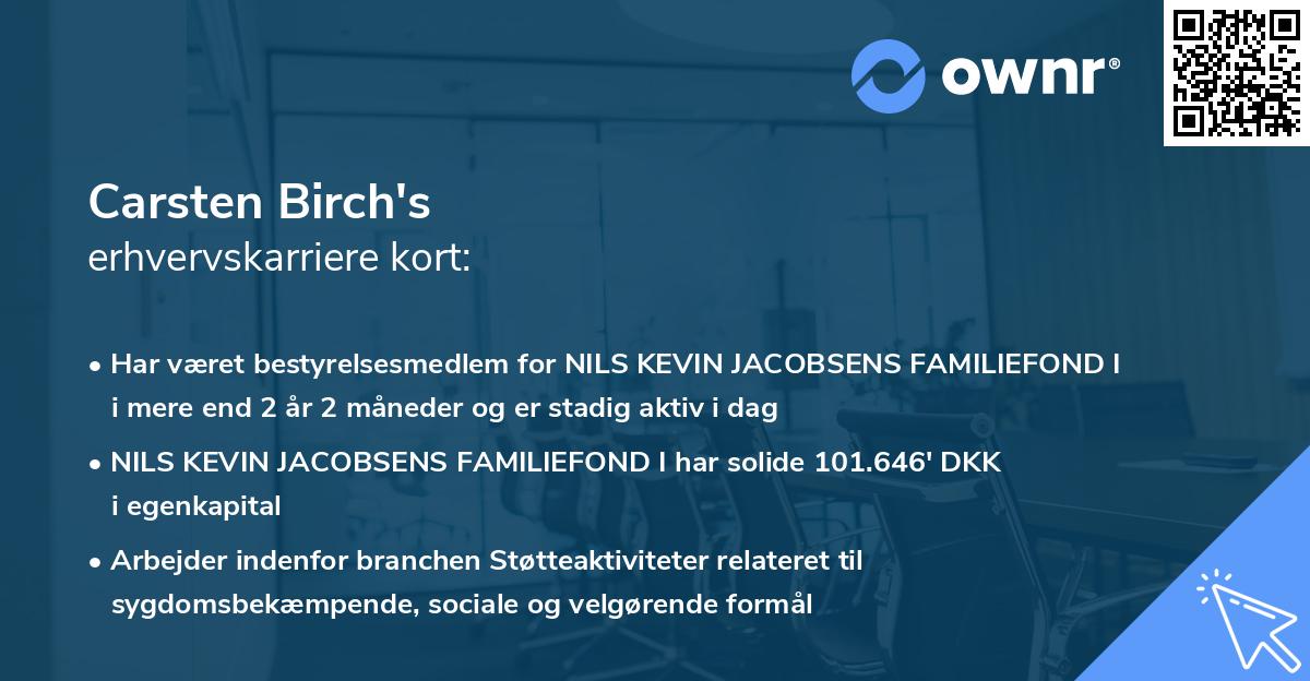 Carsten Birch's erhvervskarriere kort