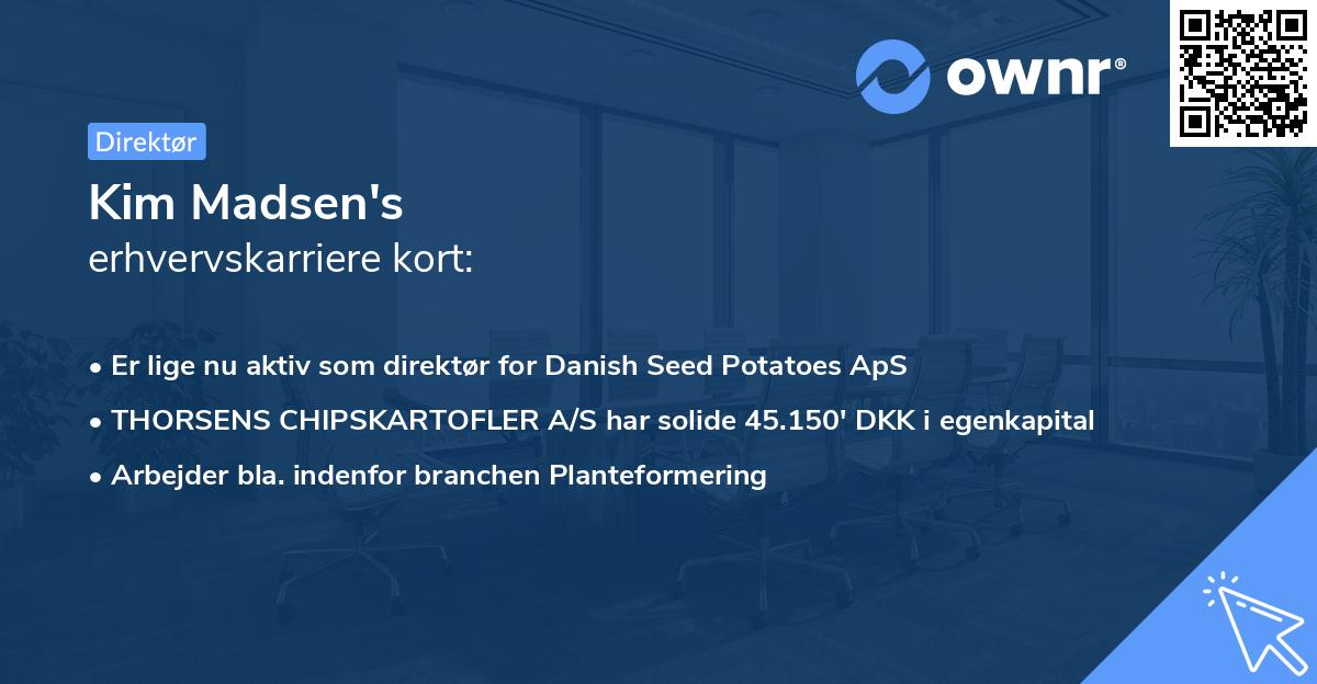 Kim Madsen's erhvervskarriere kort