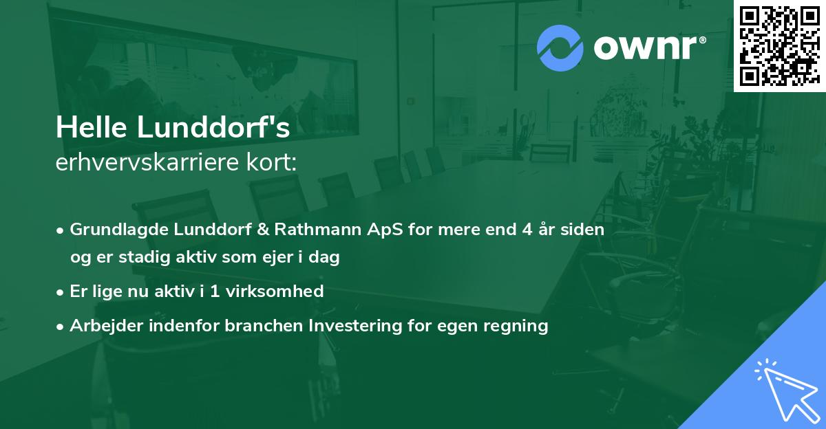 Helle Lunddorf's erhvervskarriere kort