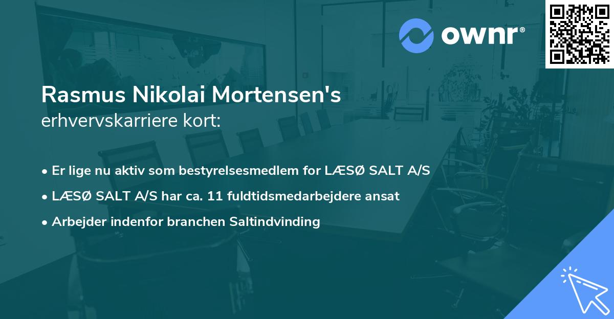 Rasmus Nikolai Mortensen's erhvervskarriere kort