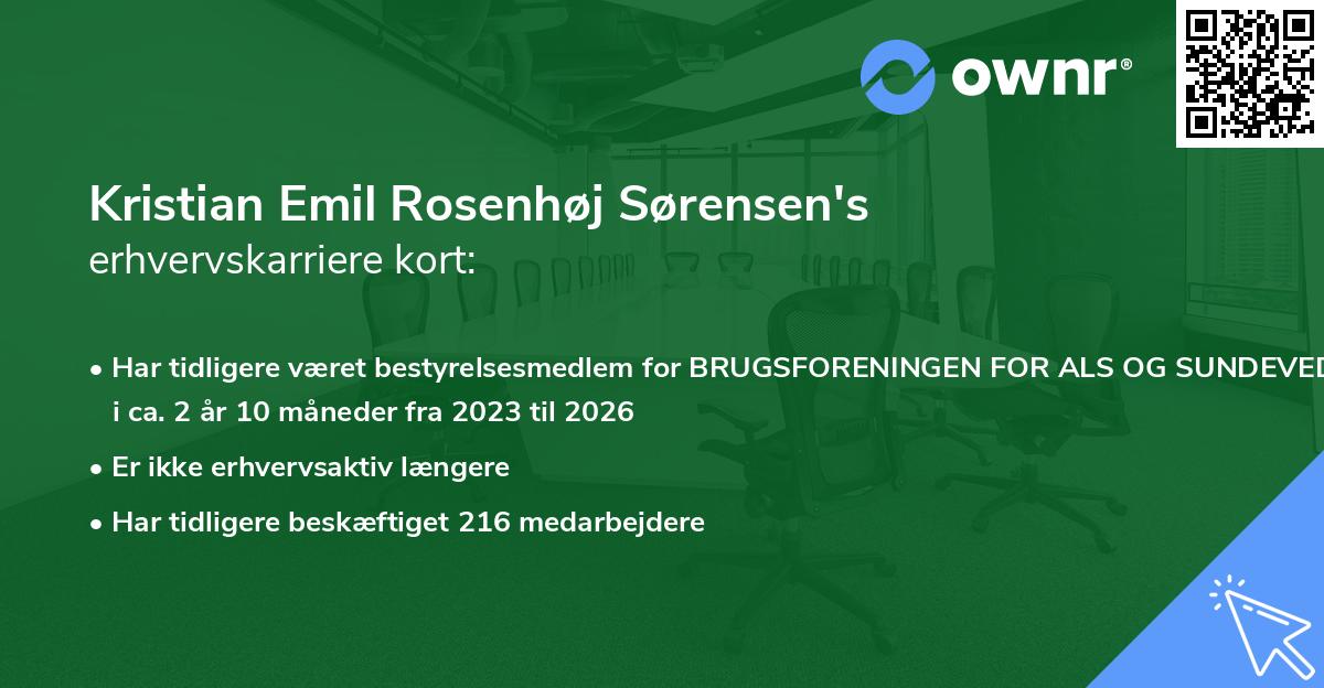 Kristian Emil Rosenhøj Sørensen's erhvervskarriere kort