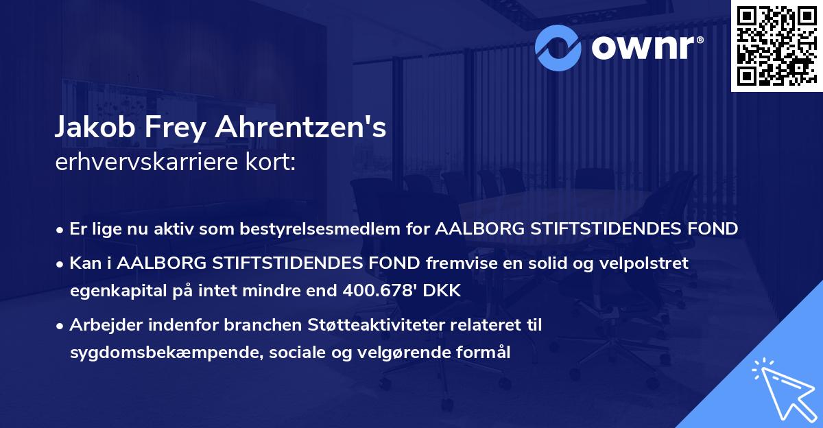 Jakob Frey Ahrentzen's erhvervskarriere kort