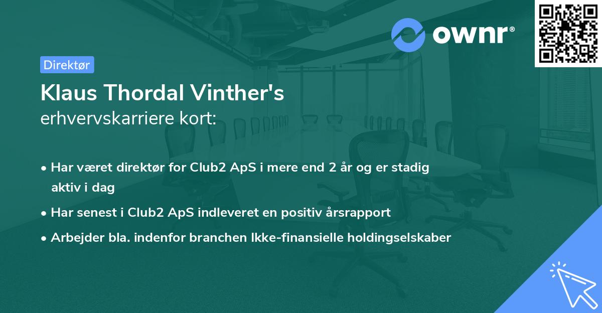 Klaus Thordal Vinther's erhvervskarriere kort