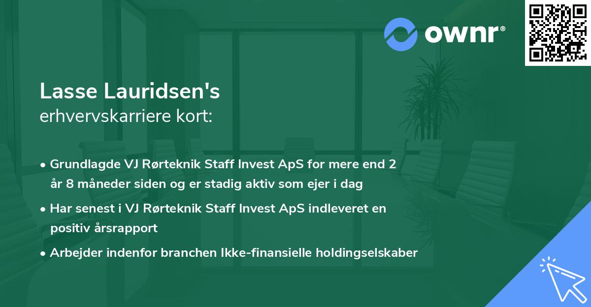 Lasse Lauridsen's erhvervskarriere kort