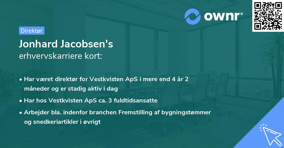 Jonhard Jacobsen's erhvervskarriere kort