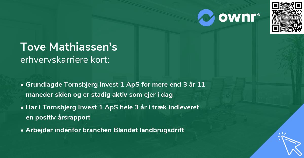Tove Mathiassen's erhvervskarriere kort
