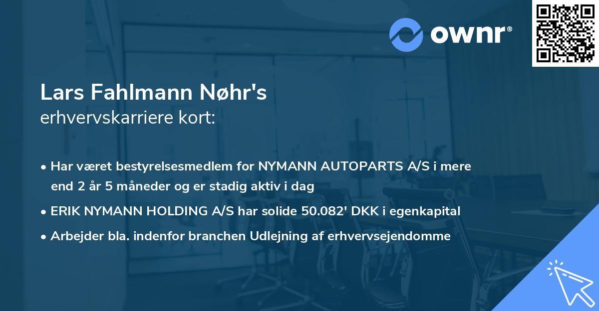 Lars Fahlmann Nøhr's erhvervskarriere kort