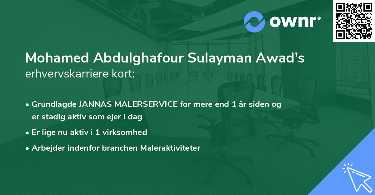 Mohamed Abdulghafour Sulayman Awad's erhvervskarriere kort
