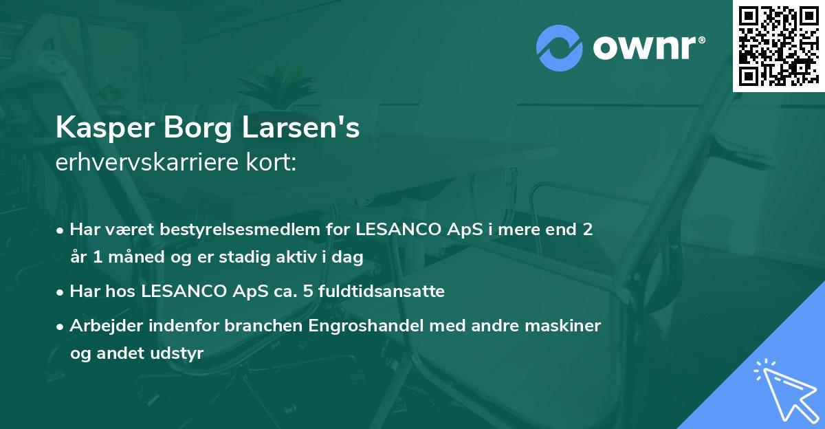 Kasper Borg Larsen's erhvervskarriere kort