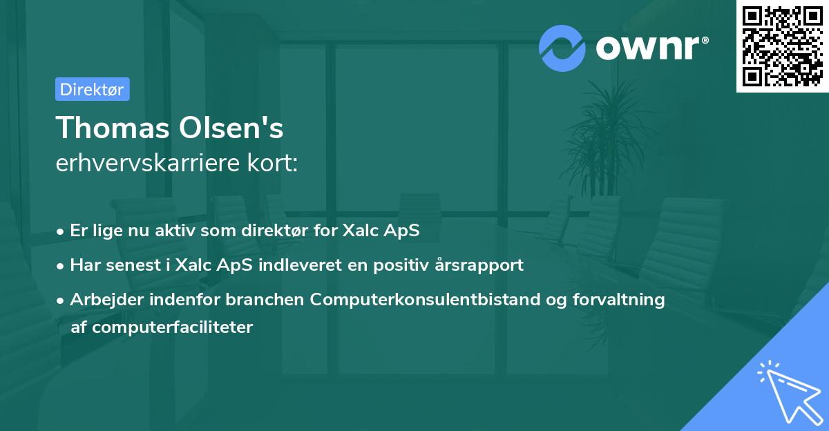 Thomas Olsen's erhvervskarriere kort