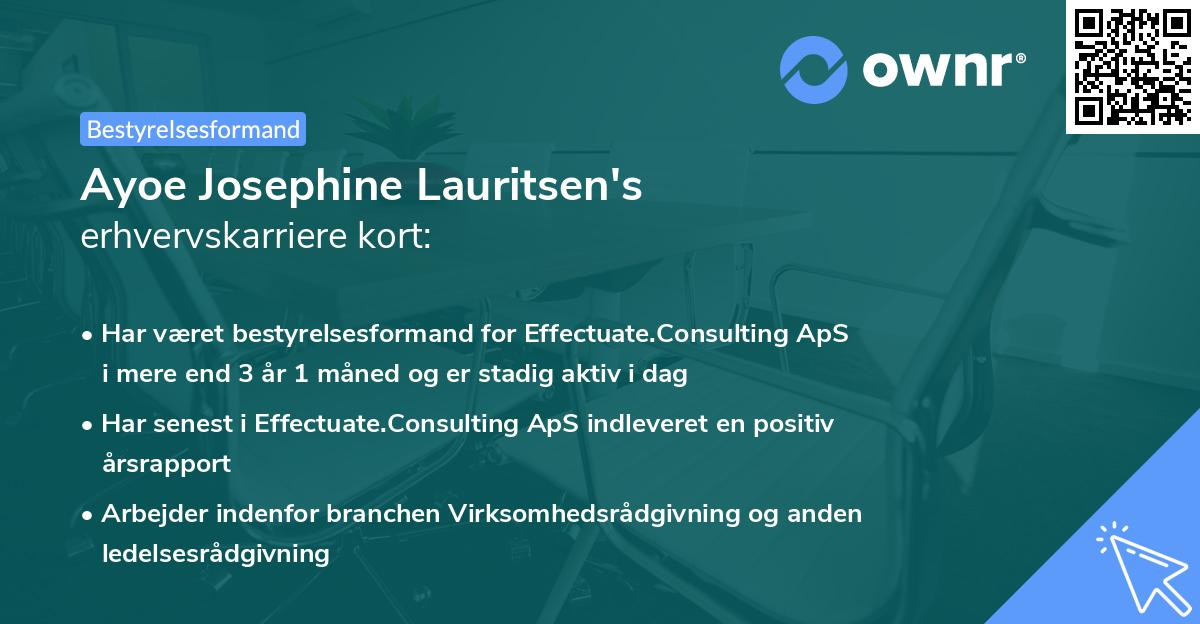 Ayoe Josephine Lauritsen's erhvervskarriere kort