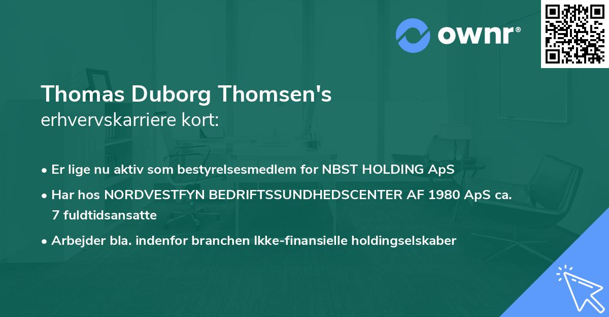 Thomas Duborg Thomsen's erhvervskarriere kort
