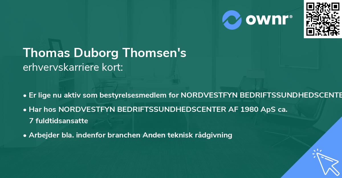Thomas Duborg Thomsen's erhvervskarriere kort
