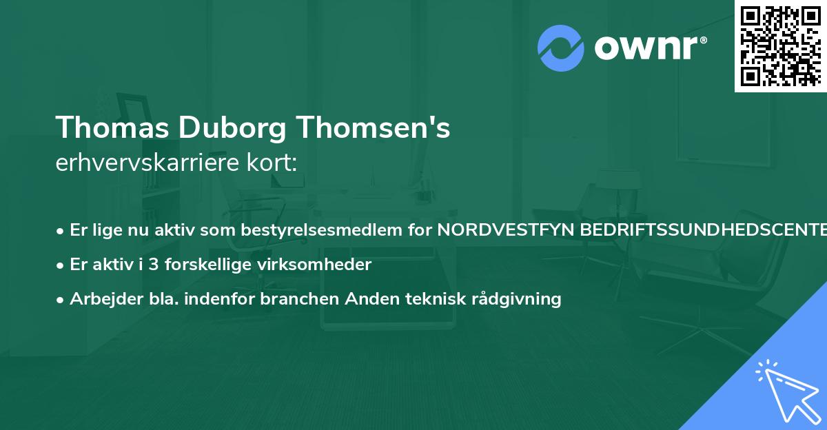 Thomas Duborg Thomsen's erhvervskarriere kort