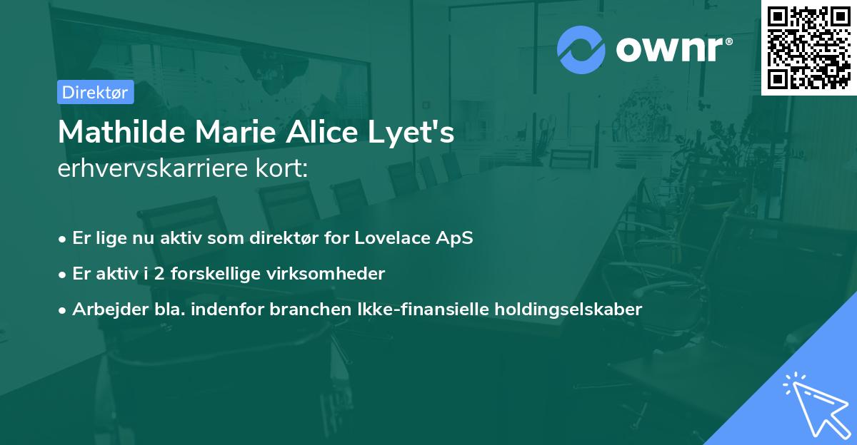 Mathilde Marie Alice Lyet's erhvervskarriere kort