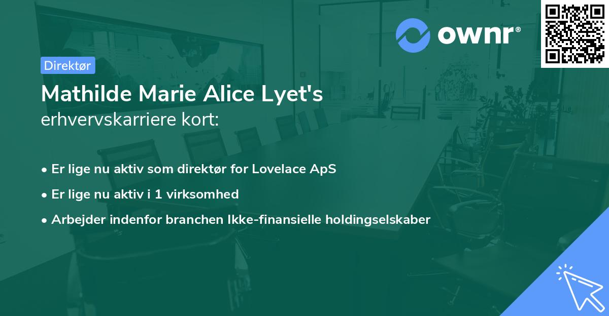 Mathilde Marie Alice Lyet's erhvervskarriere kort