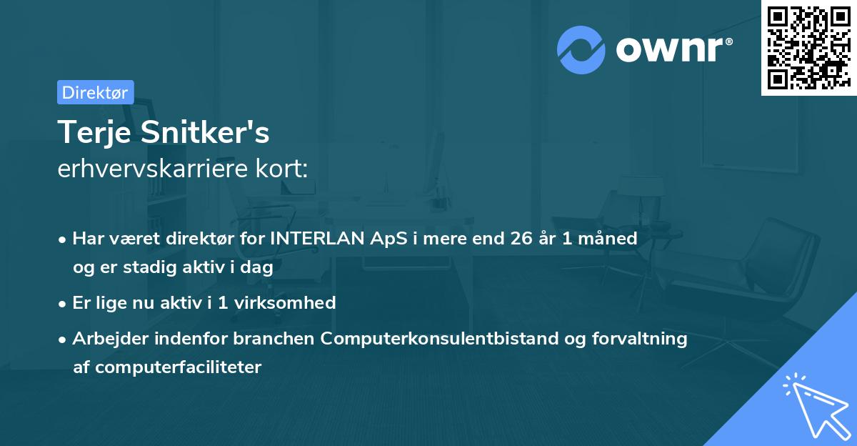 Terje Snitker's erhvervskarriere kort