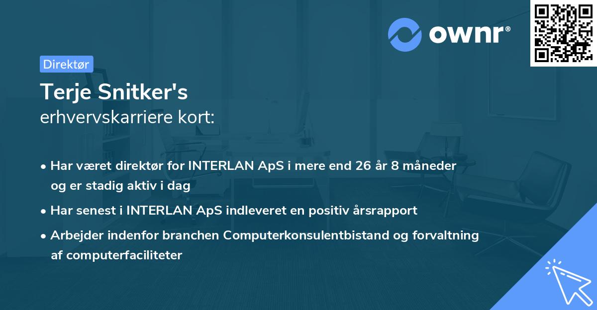 Terje Snitker's erhvervskarriere kort