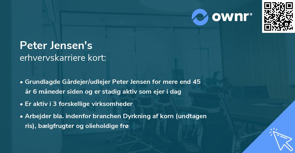 Peter Jensen's erhvervskarriere kort