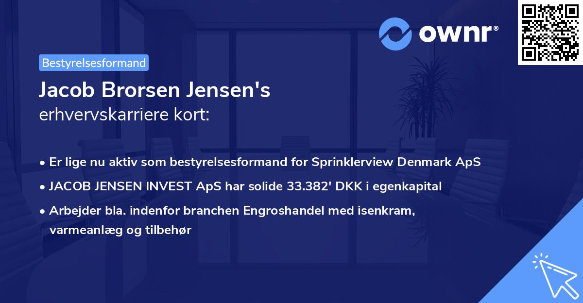 Jacob Brorsen Jensen's erhvervskarriere kort