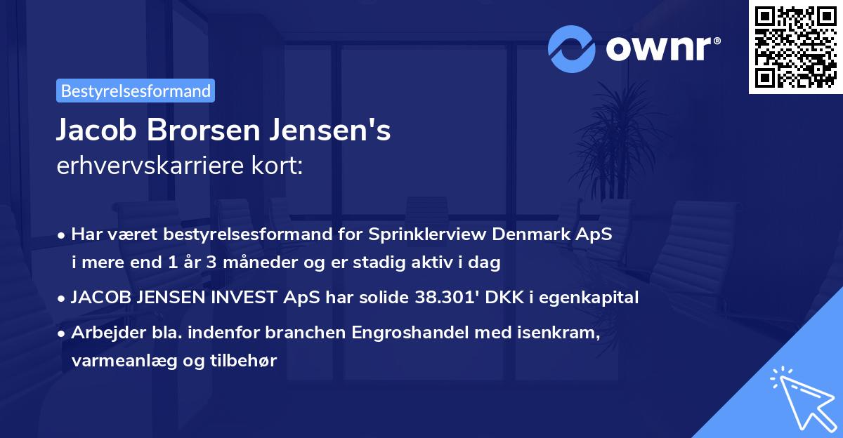 Jacob Brorsen Jensen's erhvervskarriere kort
