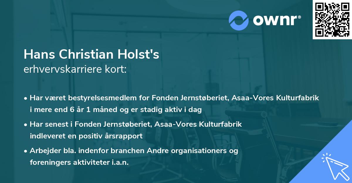 Hans Christian Holst's erhvervskarriere kort