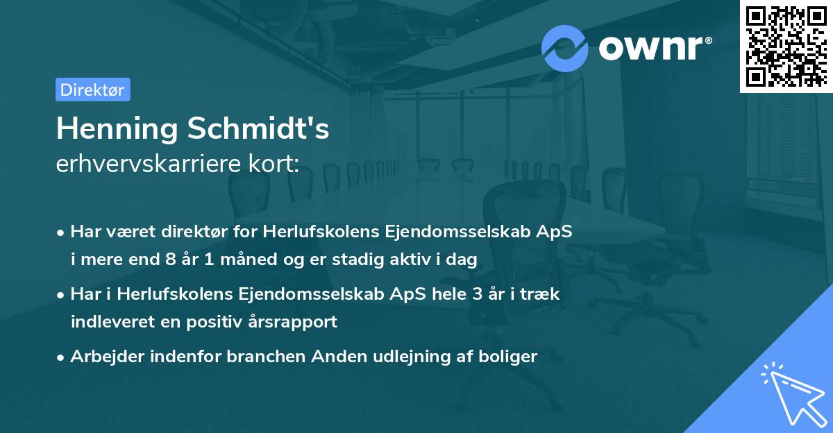 Henning Schmidt's erhvervskarriere kort