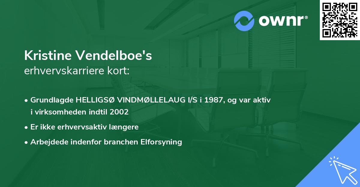 Kristine Vendelboe's erhvervskarriere kort