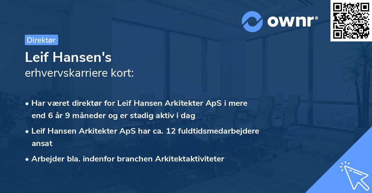 Leif Hansen's erhvervskarriere kort