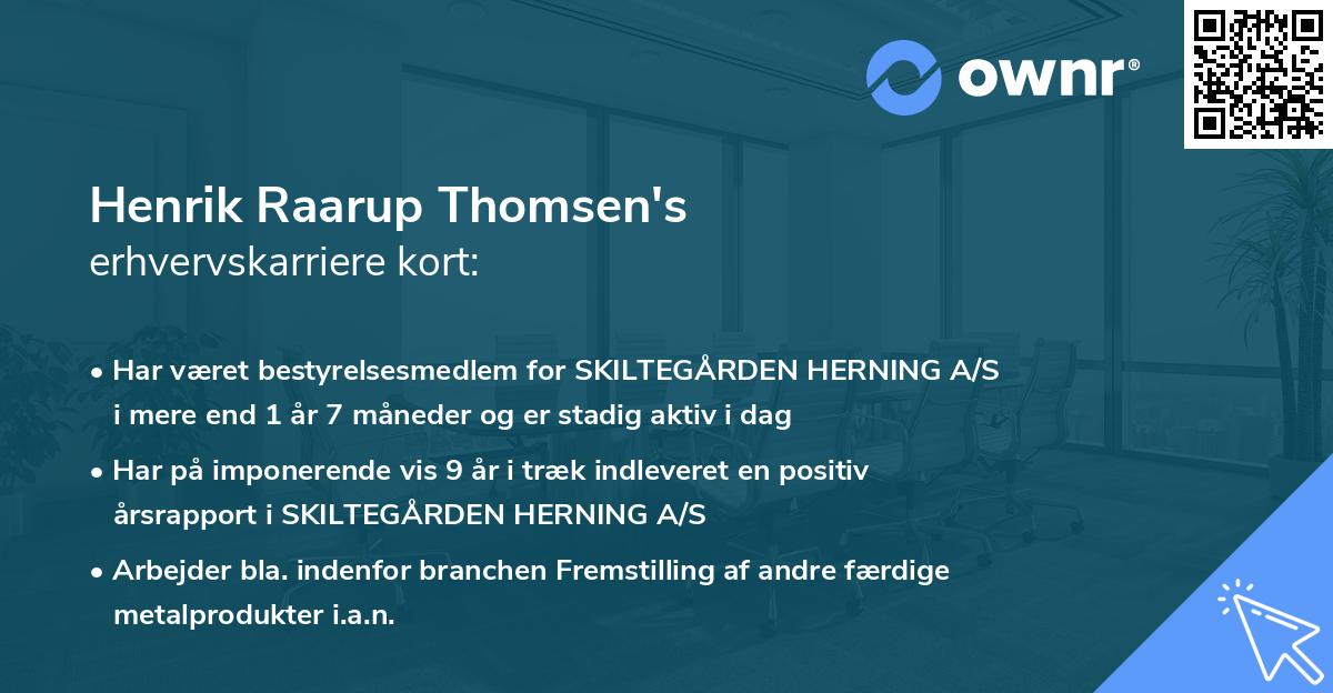 Henrik Raarup Thomsen's erhvervskarriere kort