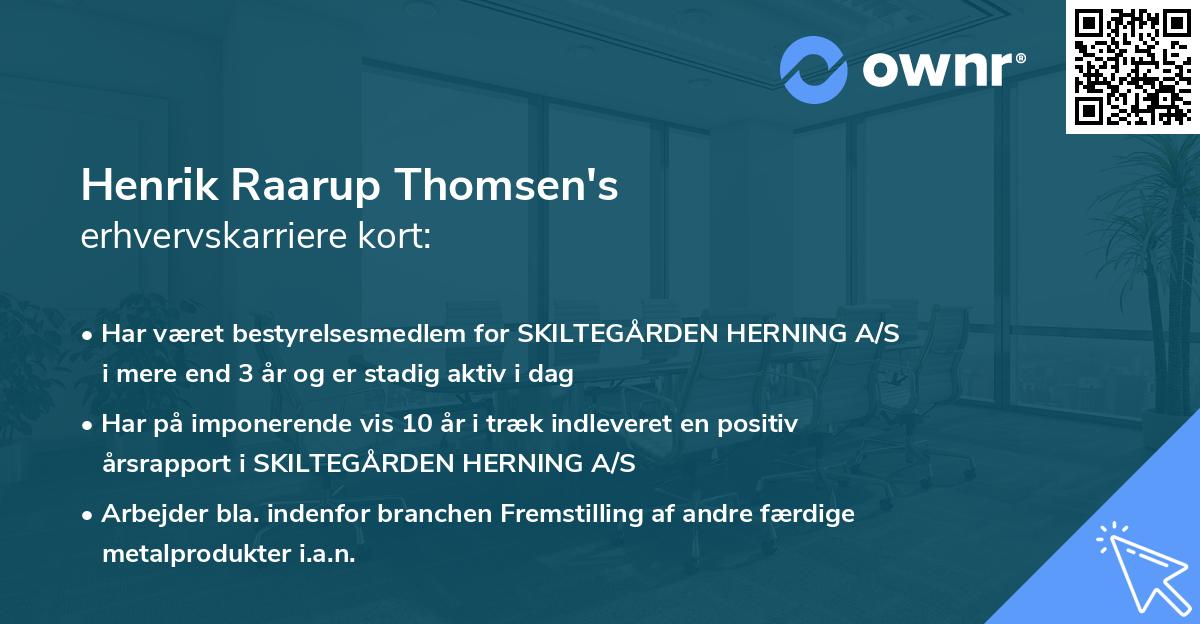 Henrik Raarup Thomsen's erhvervskarriere kort
