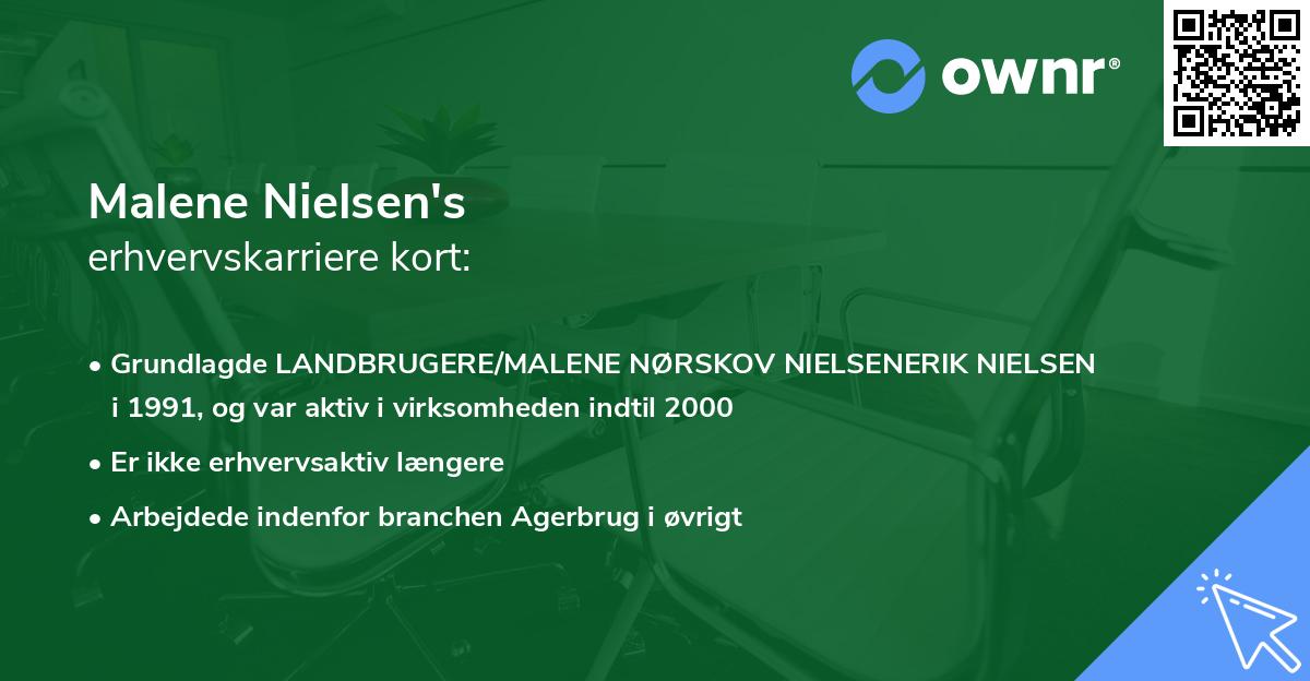 Malene Nielsen's erhvervskarriere kort